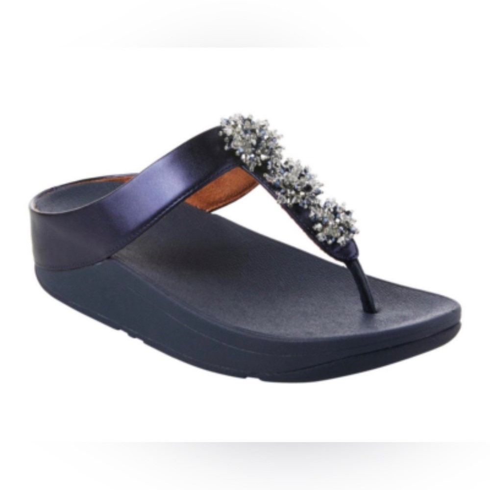 FitFlop Galaxy Wedge Beaded Sandal  metallic Blue